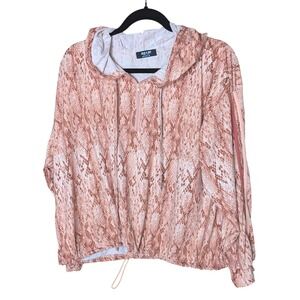 Jolie & Joy‎ Pink Snakeskin Print Lightweight Hooded Pullover Top Size 3X